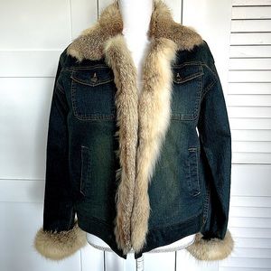 Overland Fox fur trim denim jacket
